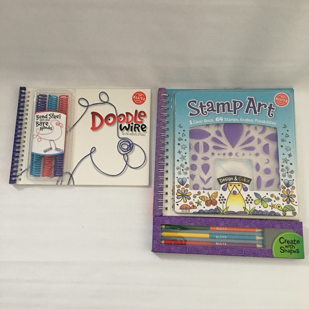 Klutz Lot of 2 Doodlewire and Stamp Art Books Ages 8+ NWT